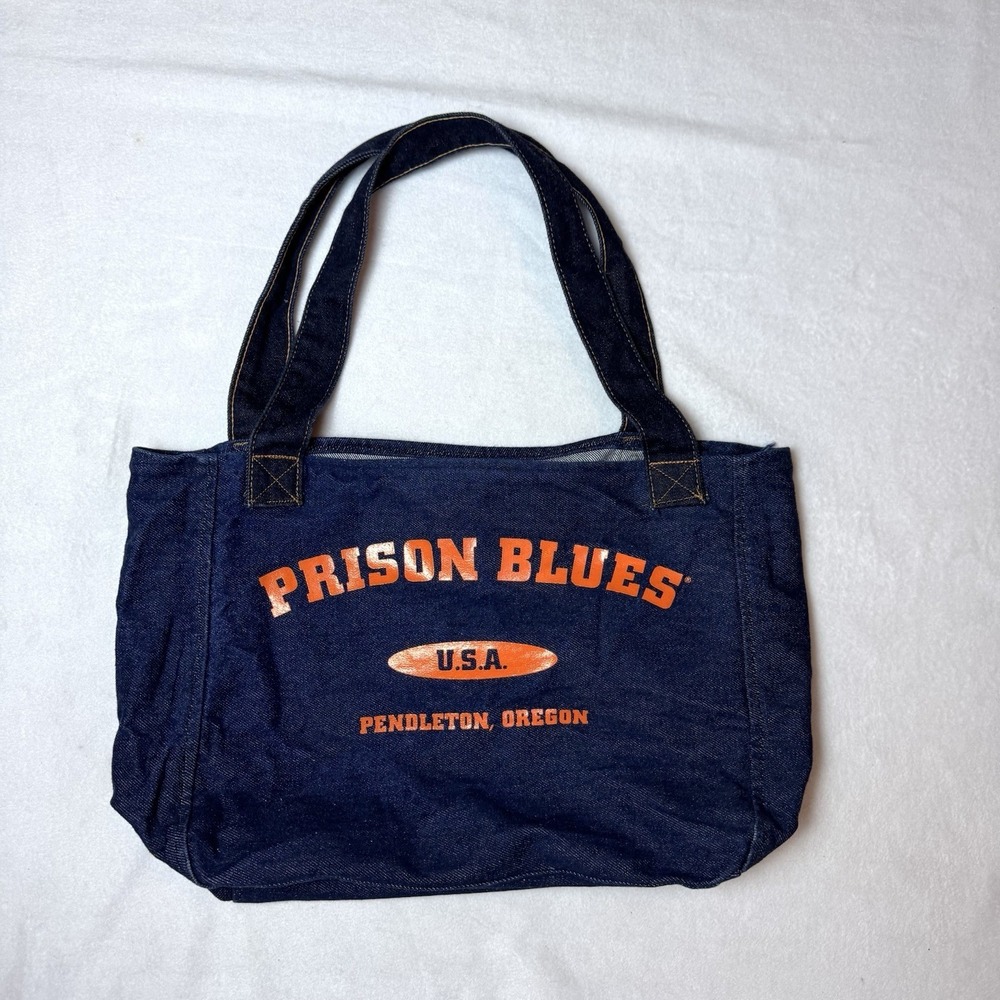 Prison Blues Tote Bag Pendleton Oregon USA Correction Enterprises Orange Blue